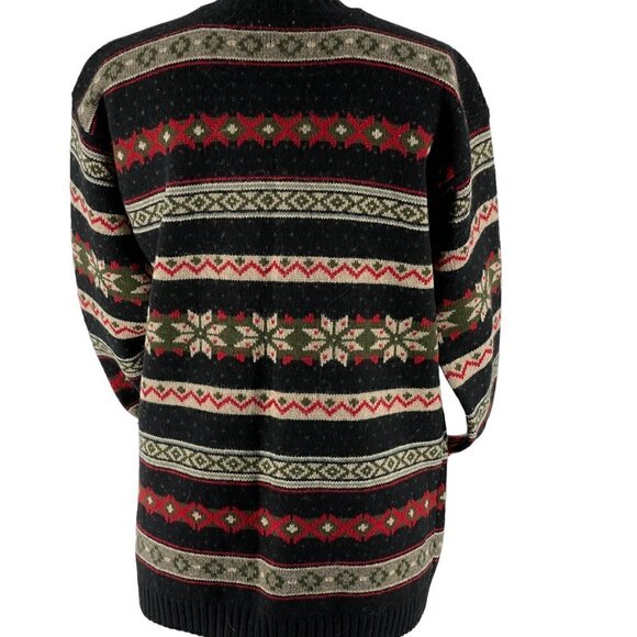 J. Crew Vintage Fair Isle Longline Cardigan Sweater Shetland Wool Hong Kong M - Picture 3 of 9